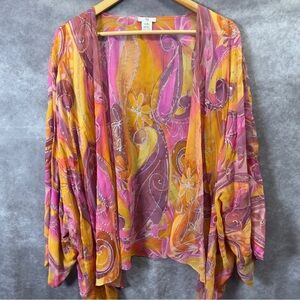 IOS Sheer 100% Silk Open Cardigan Size L/XL